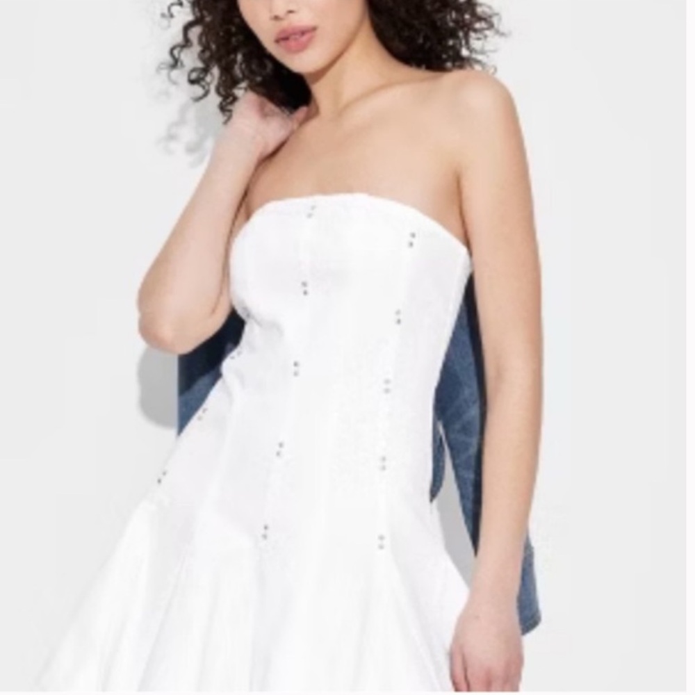 Wild Fable White Studded Strapless Dress XXL